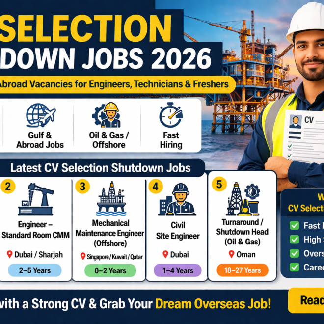 CV Selection Shutdown Jobs 2026: Top Latest Gulf & Abroad Vacancies
