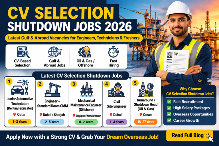 CV Selection Shutdown Jobs 2026: Top Latest Gulf & Abroad Vacancies