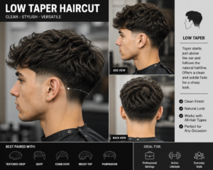 Low Taper Haircut for Wavy Hair