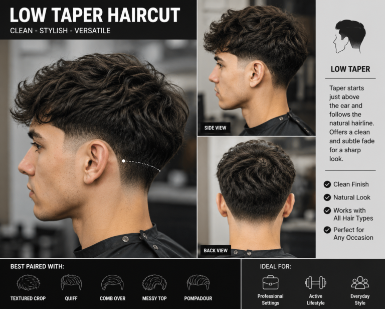 Low Taper Haircut for Wavy Hair